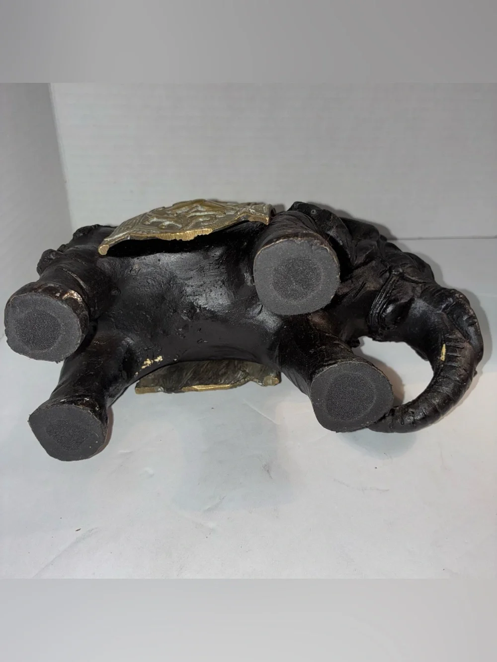 Late 19th Century Indian Antique Bronze Elephant Statue Ornate Brass Saddle